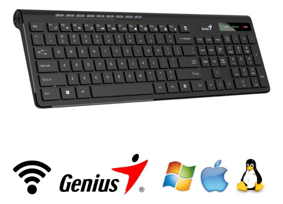 TECLADO GENIUS WIRELESS SLIMSTAR 7230 BLACK