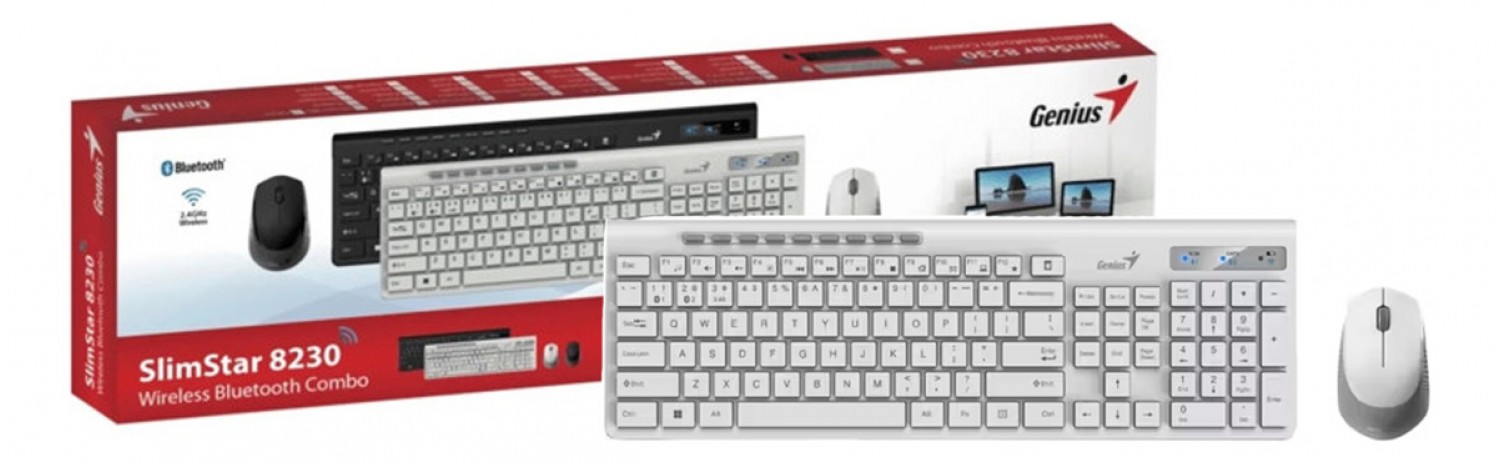 TECLADO + MOUSE GENIUS SLIMSTAR 8230 WIRELESS/BT WHITE