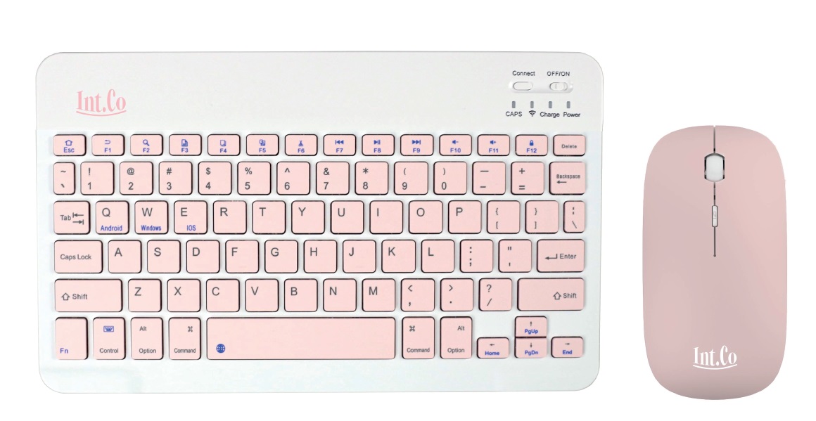 COMBO TECLADO + MOUSE SLIM BLUETOOTH ROSA INTCO (RDKM-906)