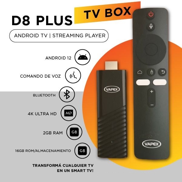 TV BOX 4K ANDROID 12 2GB D8 PLUS VAPEX (961739)