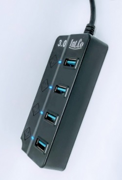 HUB USB 3.0 Y ENTRADA P/FUENTE EXT. ADICIONAL 4P C/INTERRUPTOR Y LUZ KQ008H INTCO (961261)