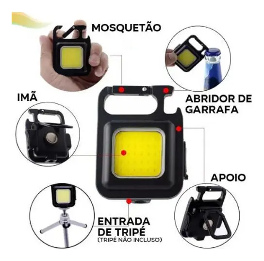 KEYCHAIN LIGHT MINI LINTERNA COB RECARGABLE USB